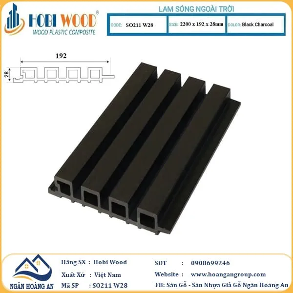 Lam Sóng Gỗ Nhựa Ngoài Trời Hobi Wood SO211 2.2m